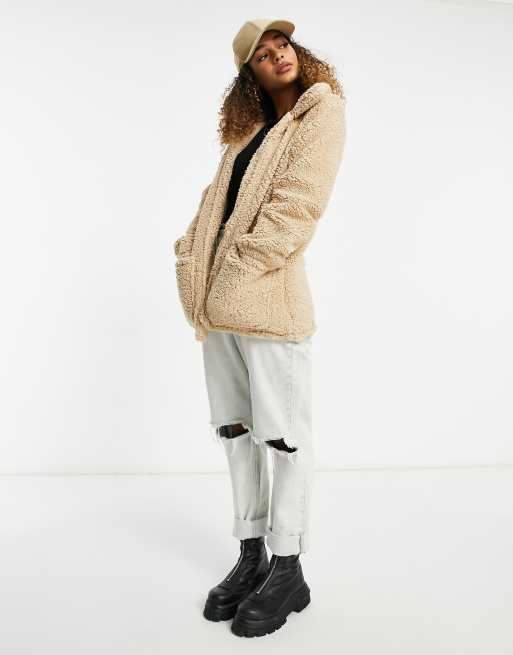 Brave Soul heavenly teddy jacket in cream ASOS