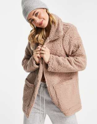 Brave Soul heavenly teddy jacket-Brown