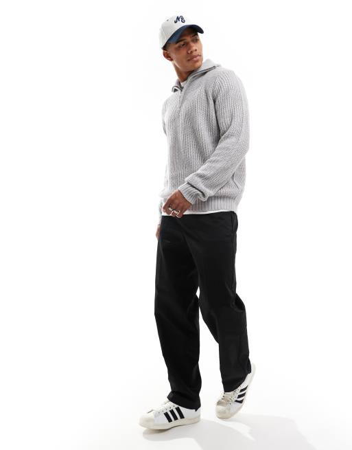 Brave Soul heavyweight half zip jumper in light grey, 2 of 4