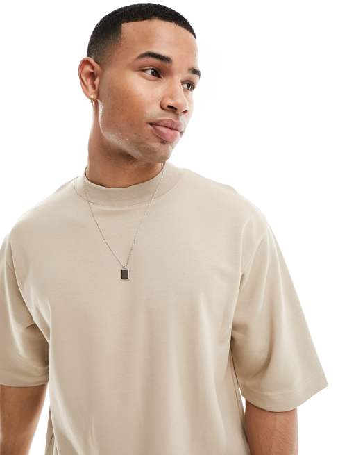 Brave Soul heavyweight oversized t-shirt in stone | ASOS