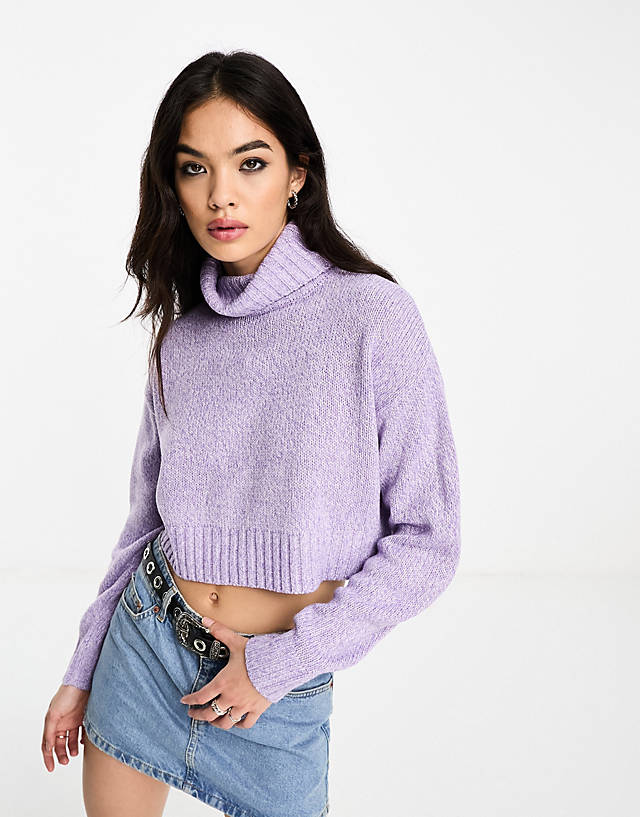Brave Soul - high neck cropped jumper in lilac