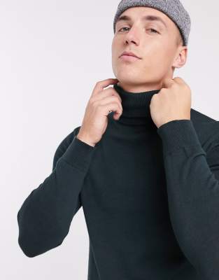 bottle green polo neck jumper