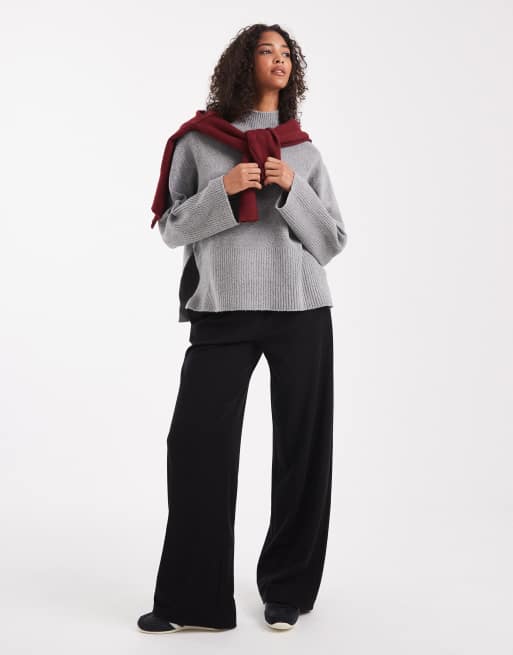 Brave Soul high neck jumper with wide sleeves in grey, 2 of 4
