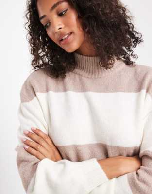 Brave Soul High Neck Knit Sweater In Multi