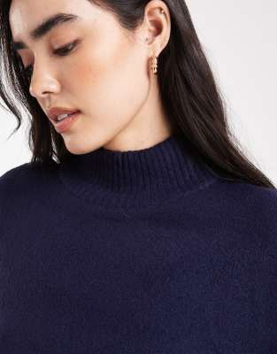 Brave Soul High Neck Knit Sweater In Blue
