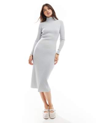 Brave Soul High Neck Knitted Midi Dress In Silver Grey - Asos Midi Dress New In 29th October 2024