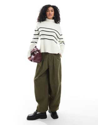 Brave Soul High Neck Loose Fit Sweater In Multi