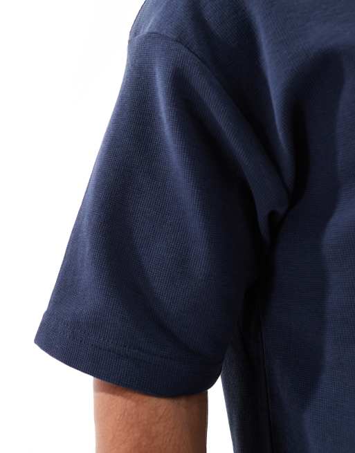 Brave Soul high neck oversized t-shirt in navy, 4 of 4