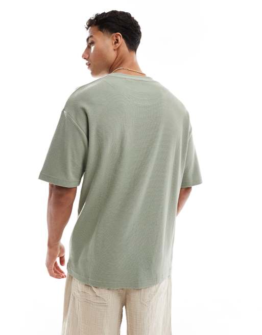 Brave Soul high neck oversized t-shirt in sage green, 4 of 4