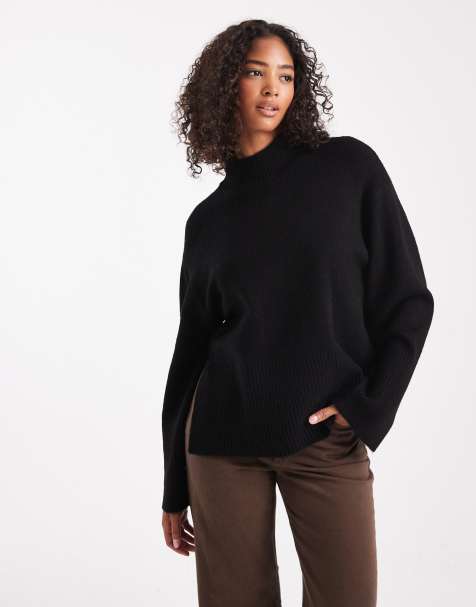Brave Soul high neck sweater with wide sleeves in black - view 1