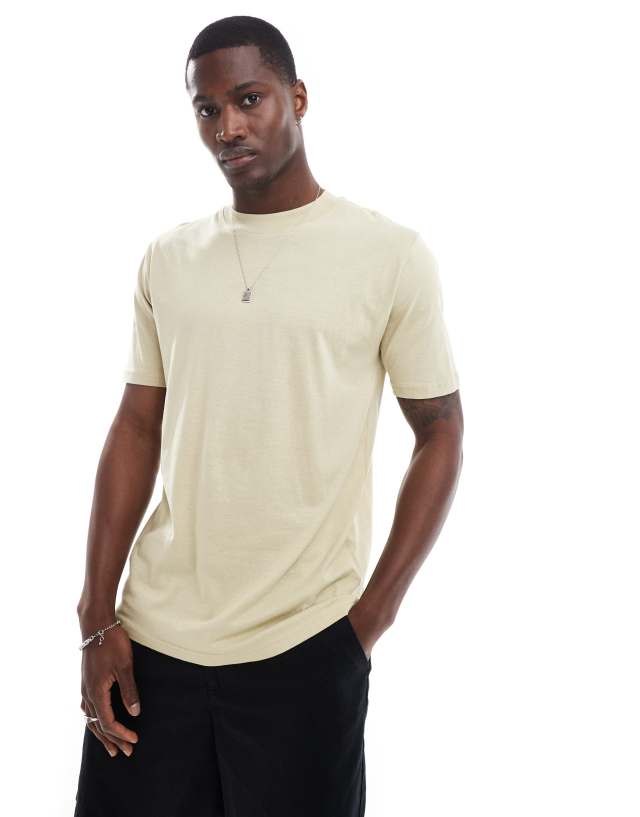 Brave Soul - high neck t-shirt in pale olive green