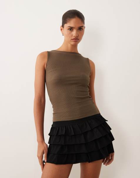 Brave Soul high neck vest top in truffle - view 1