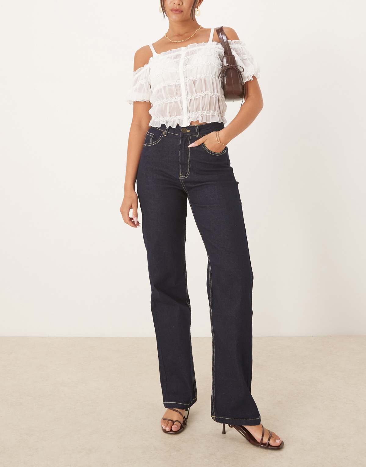 Brave Soul High waisted straight leg jeans in indigo