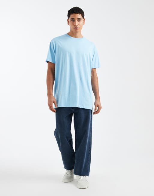 Brave Soul – Himmelsblå t-shirt i oversize med rund halsringning, 2 av 5