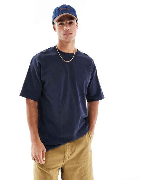 Brave Soul – Hochgeschlossenes Oversize-T-Shirt in Marineblau - view 1
