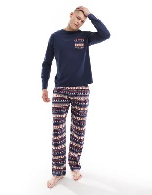 Holiday pajama set in navy