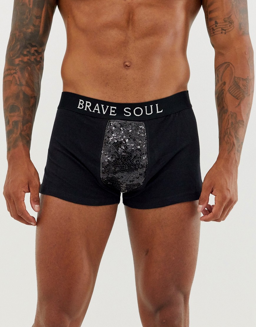 Brave Soul Holidays sequin boxers-Black