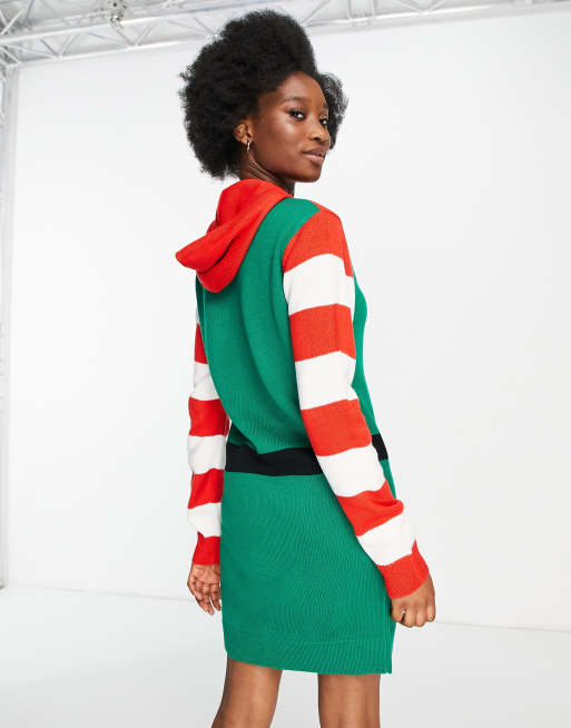 Brave Soul hooded Christmas elf sweater dress | ASOS