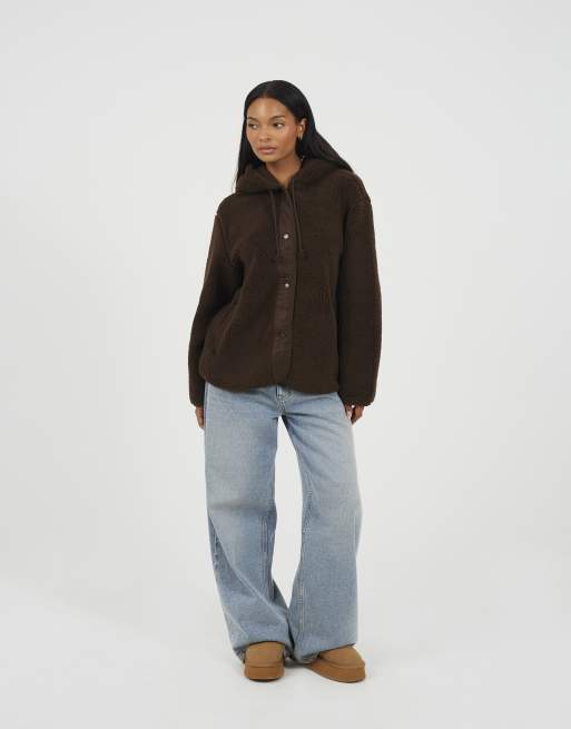 Brave Soul Hooded fleece jacket in chocolate, 2 of 4