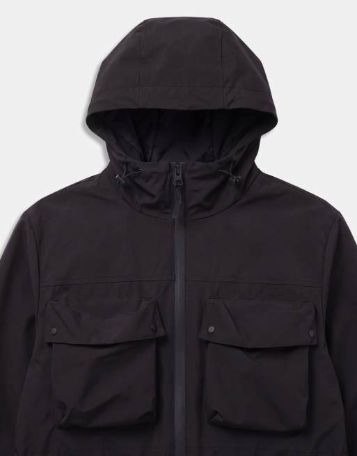 Brave Soul hooded jacket in black with multi pocket detail, 10 of 10