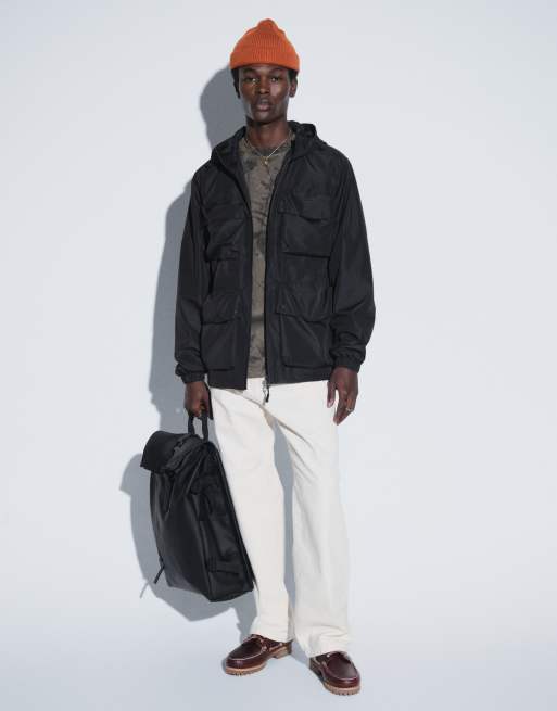 Brave Soul hooded jacket in black with multi pocket detail, 3 of 10