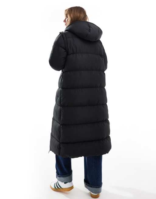 Brave Soul hooded maxi padded jacket with detachable sleeves in black, 3 of 4