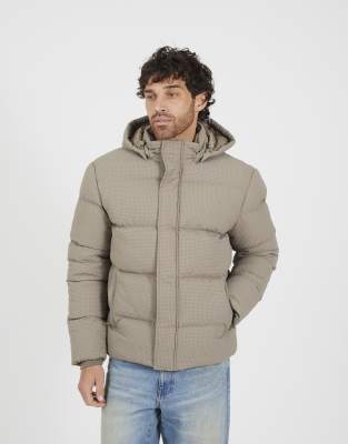 Brave Soul Hooded padded jacket in taupe-Neutral