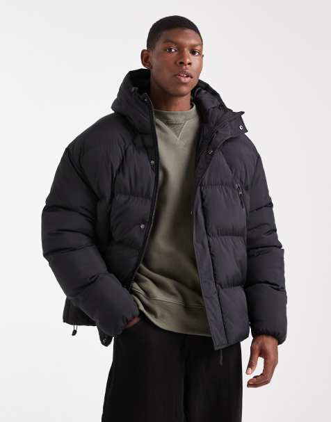 Brave Soul hooded puffer coat in black - view 1