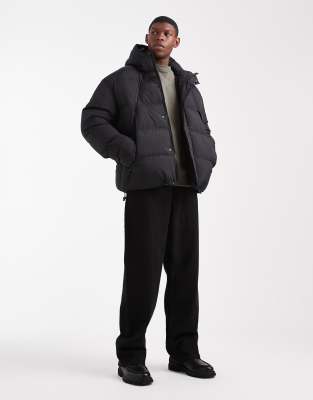 Brave Soul Hooded Puffer Coat In Black