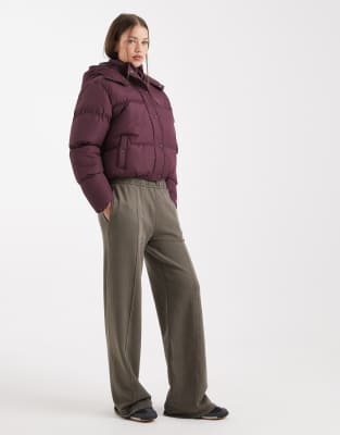 Brave Soul Hooded Puffer Jacket In Red