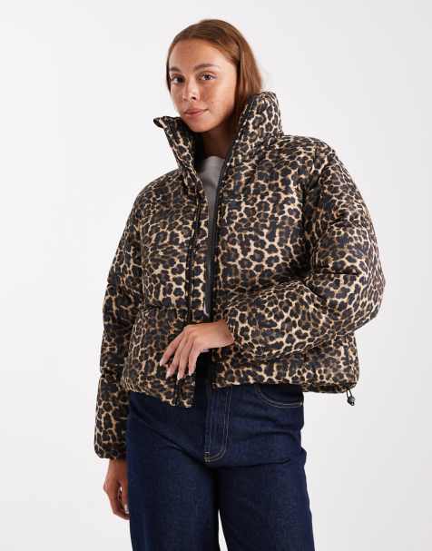 Brave Soul hooded puffer jacket with pockets in leopard print - view 1