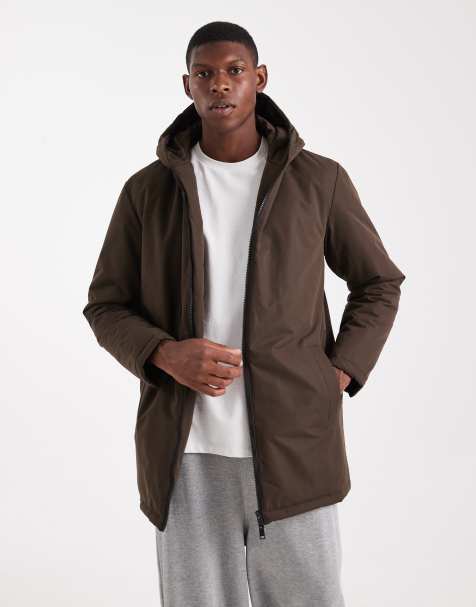 Brave Soul hooded zip through jacket in chocolate brown - view 1