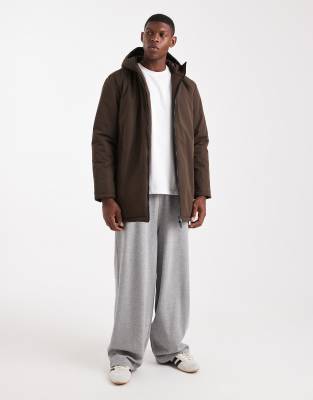 Brave Soul Hooded Zip Through Jacket In Brown