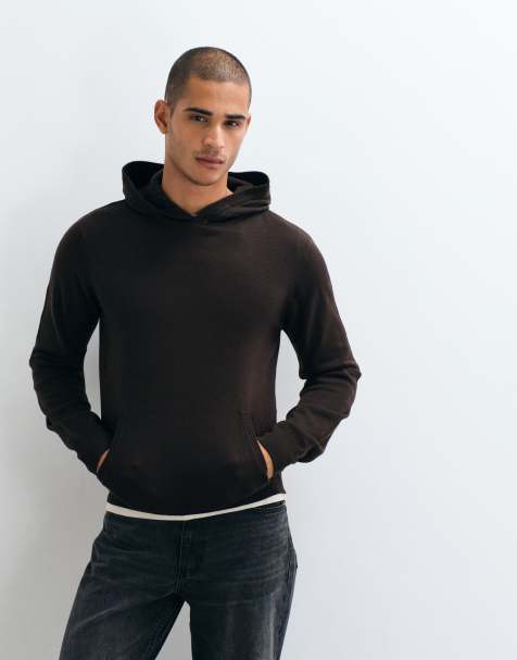 Brave Soul hoodie en maille brun chocolat foncé - view 1