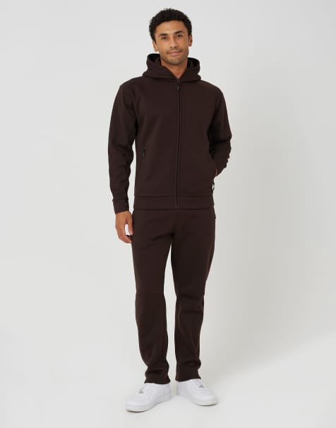 Brave Soul Hoodie-und-Jogger-Kombiteil mit durchgehendem Reißverschluss in Schokobraun - view 1