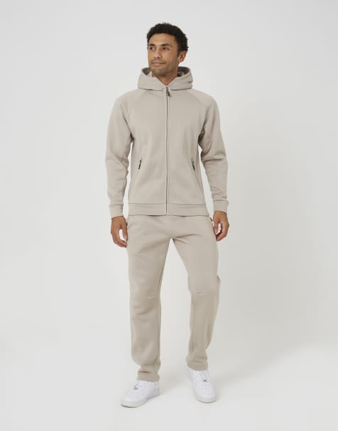 Brave Soul Hoodie- und Jogger-Zweiteiler mit durchgehendem Reißverschluss in hellem Sand - view 1