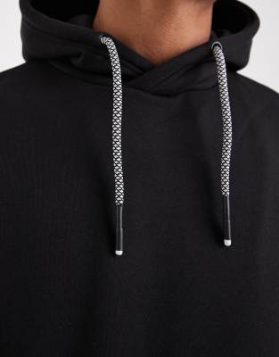 Brave Soul Hoodie With Contrast Drawcords In Black