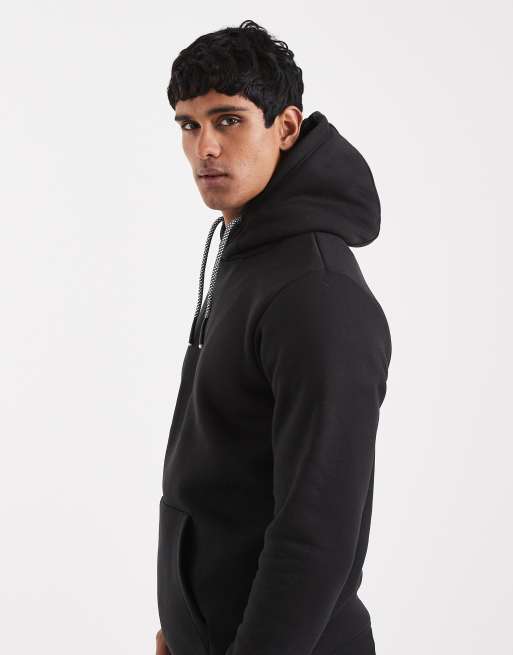 Brave Soul hoodie with contrast drawcords in black, 4 of 5