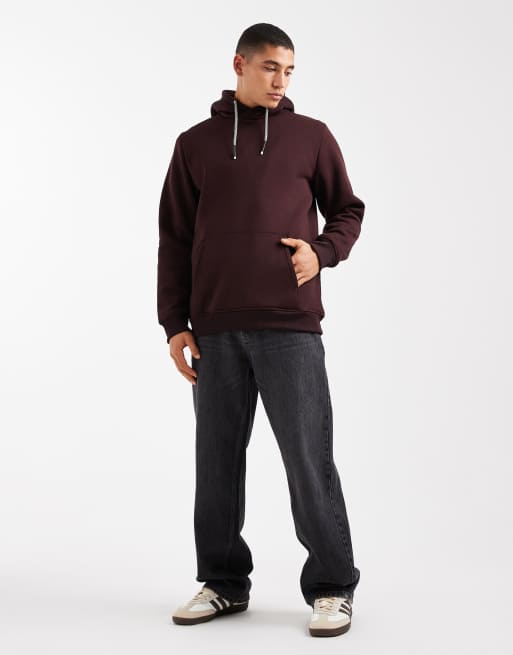 Brave Soul hoodie with contrast drawcords in burgundy, 2 of 5