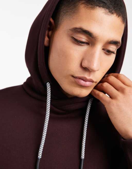 Brave Soul hoodie with contrast drawcords in burgundy, 5 of 5