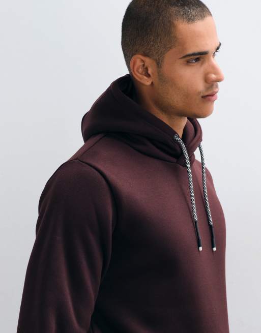 Brave Soul hoodie with contrast drawcords in burgundy, 2 of 5