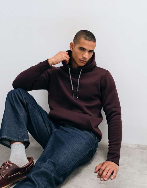 Brave Soul hoodie with contrast drawcords in burgundy, 4 of 5
