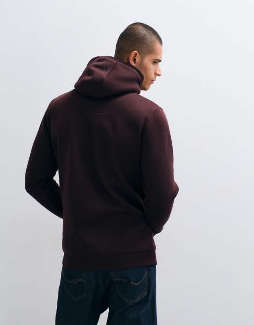 Brave Soul hoodie with contrast drawcords in burgundy, 5 of 5