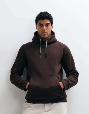 Brave Soul Hoodie With Contrast Drawcords In Brown
