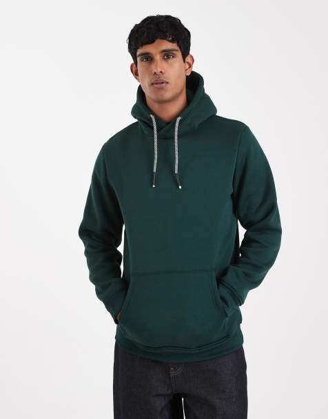 Brave Soul hoodie with contrast drawcords in dark green - view 1
