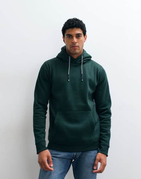 Brave Soul hoodie with contrast drawcords in dark green - view 1