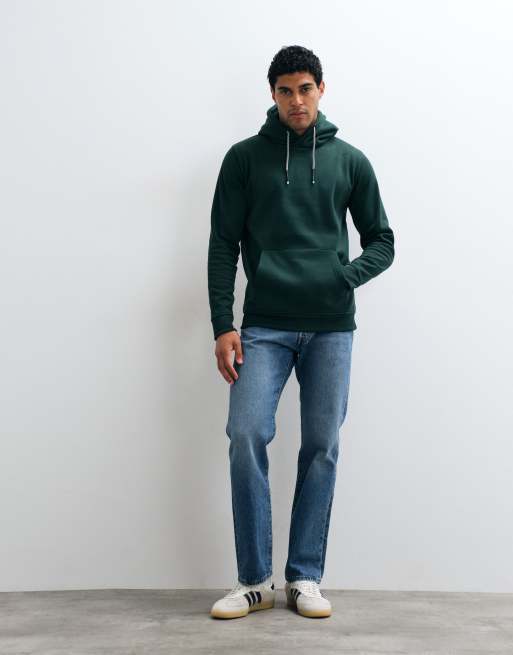 Brave Soul hoodie with contrast drawcords in dark green, 2 of 5