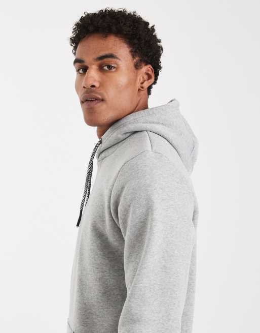 Brave Soul hoodie with contrast drawcords in grey marl, 4 of 5