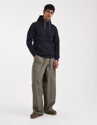 Brave Soul Hoodie With Contrast Drawcords In Blue