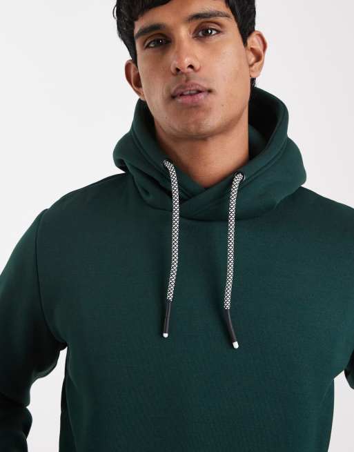 Brave Soul hoodie with contrast drawstrings in dark green, 5 of 5
